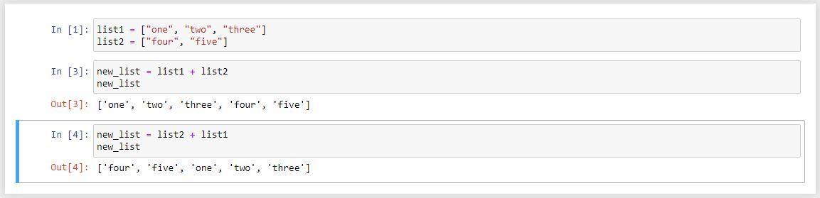 concatenate کردن listها