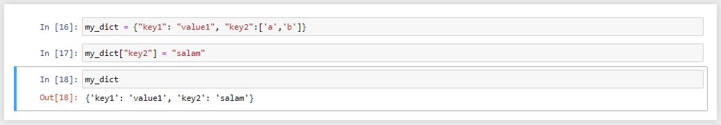 جایگزین کردن value در dictionary
