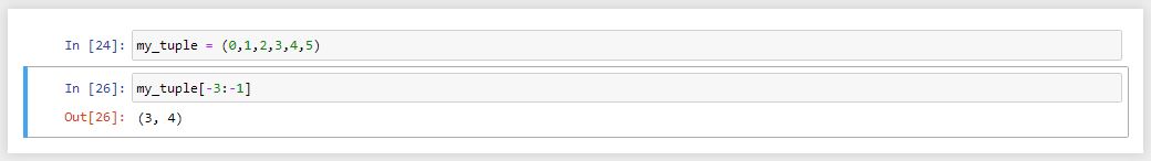 slicing منفی در tuple 