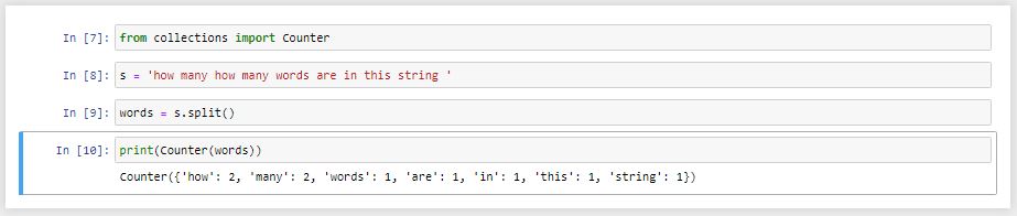 استفاده از کلاس counter و متد split