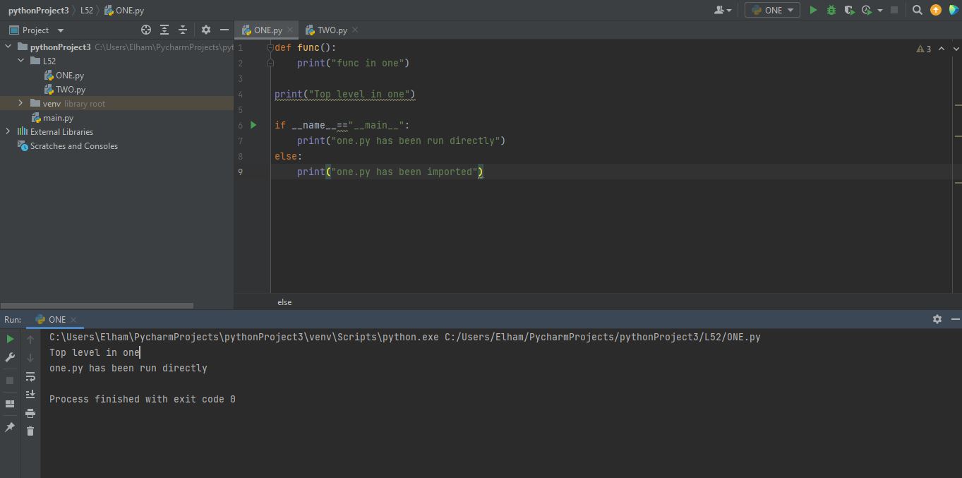 main و name در ماژول ها و پکیج ها