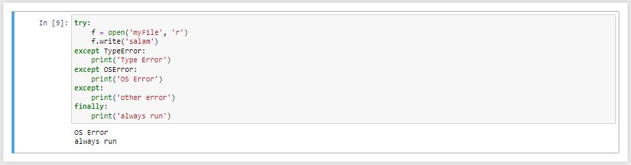 مدیریت خطا با try و except و finally