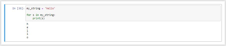 حلقه for در رشته‌ها