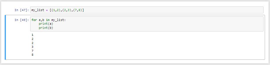 tupleها در حلقه for