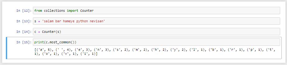 کلاس counter و متد most_common