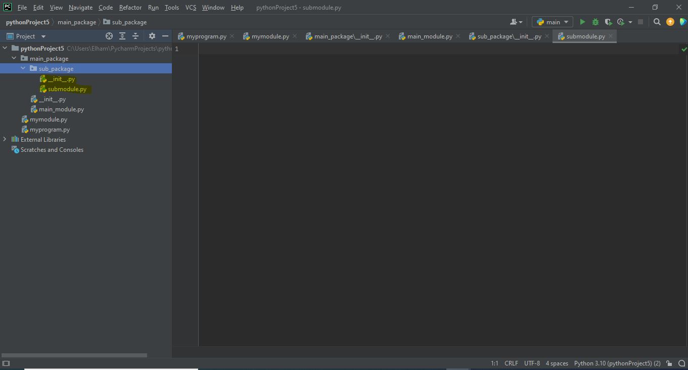 ایجاد ماژول در زیر پکیج