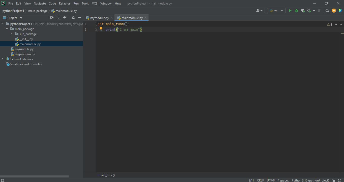 ایجاد تابع در ماژول و یکیج