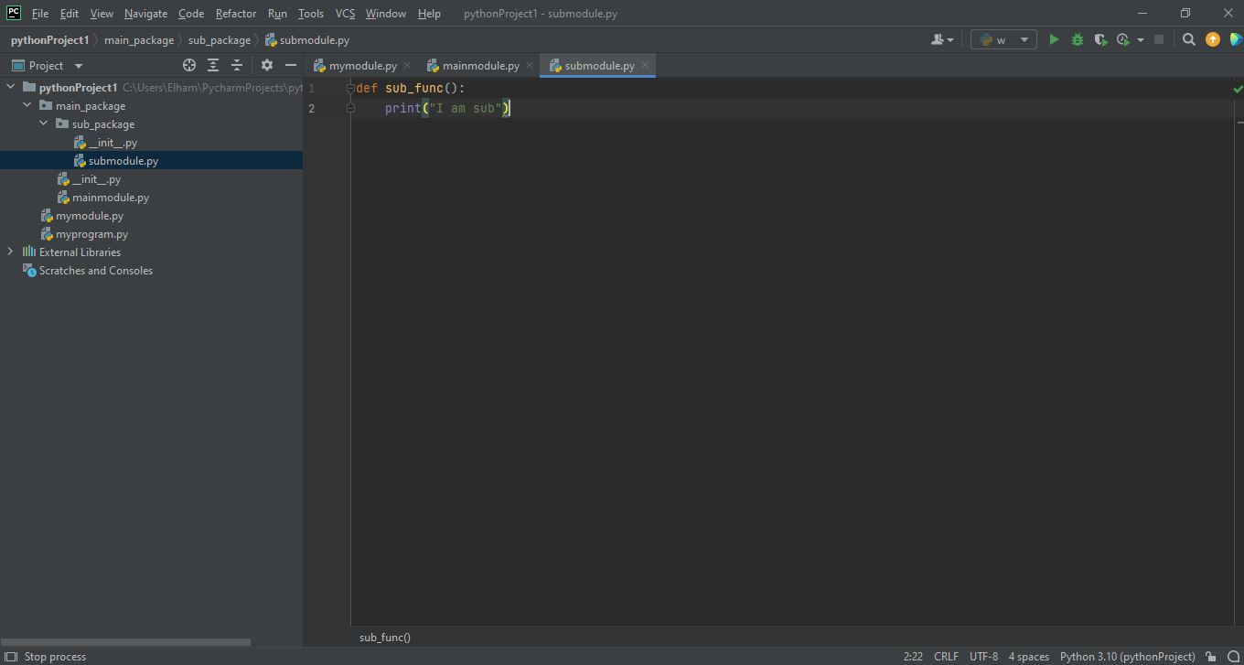 ایجاد تابع در زیر ماژول در زیر پکیج 
