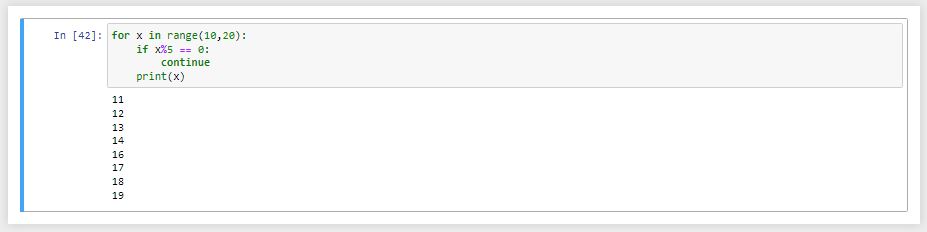 عبارت continue در حلقه for