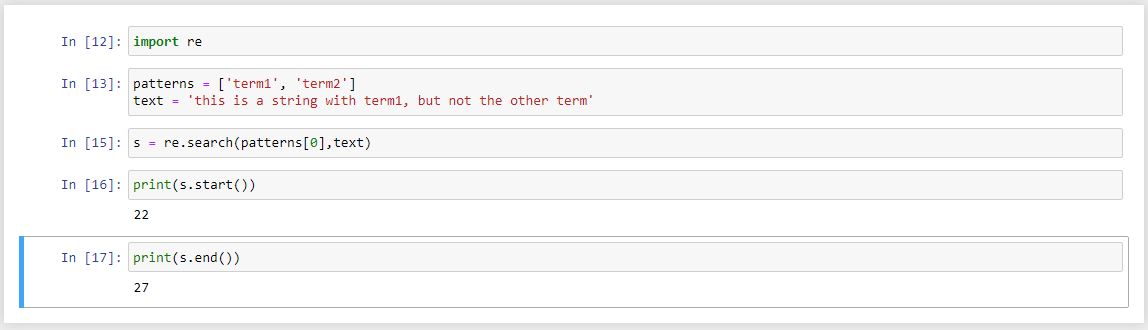 متد start و متد end از ماژول پیشرفته re