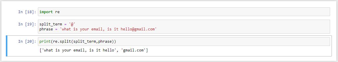 کاربرد متد split از ماژول پیشرفته re