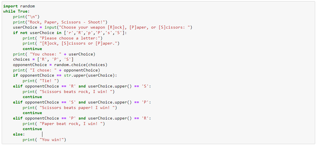 نحوه نوشتن کد بازی سنگ، کاغذ، قیچی