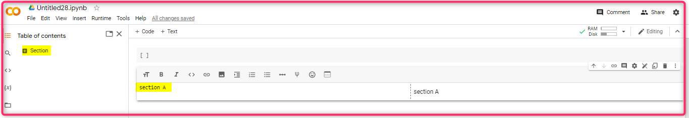 نحوه تقسیم بندی کدها در محیط Google Colab