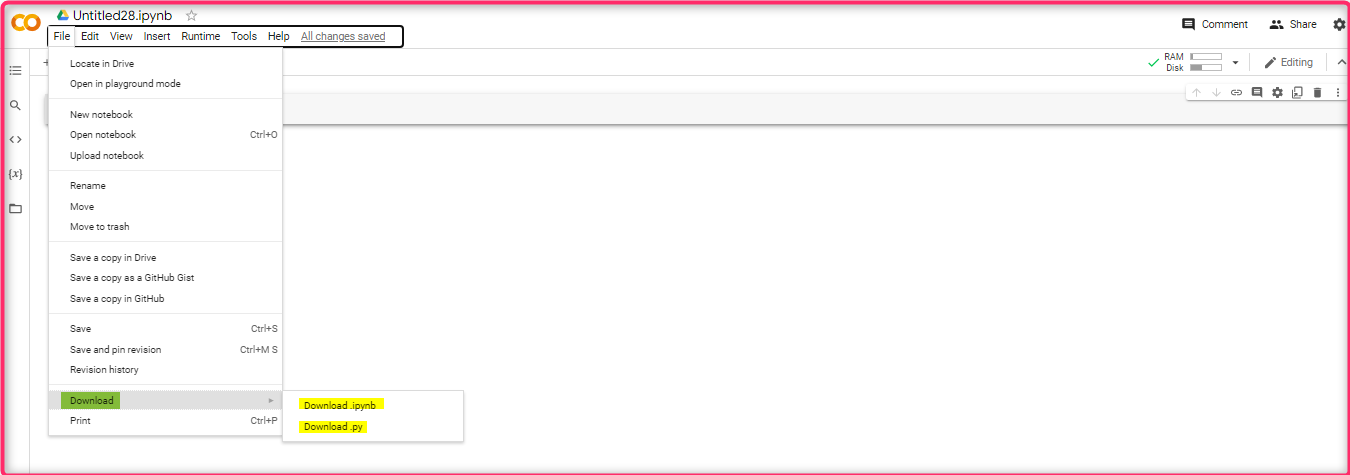 نحوه دانلود فایل در محیط Google Colab